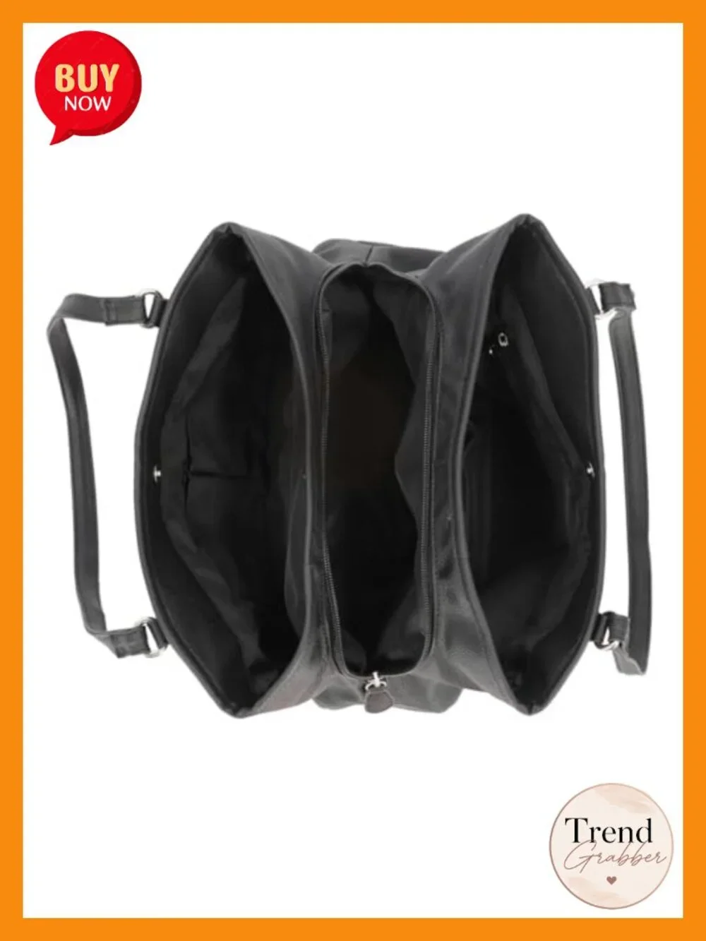 Vegan Leather Divided Tote Bag with Multiple Pockets